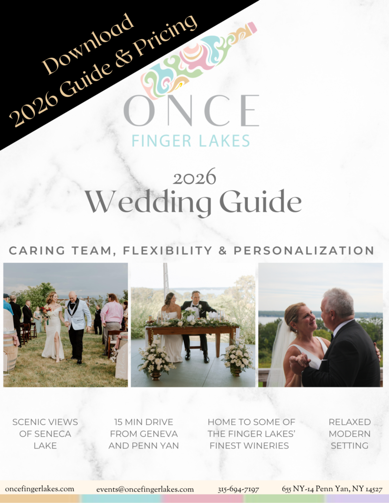 Once Finger Lakes 2026 wedding guide cover page